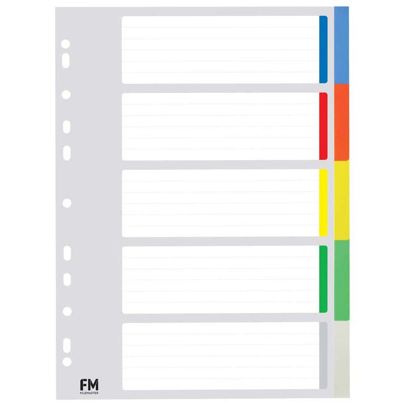 FM Indices A4 5 Tab Coloured Polyprop - Cafe Supply