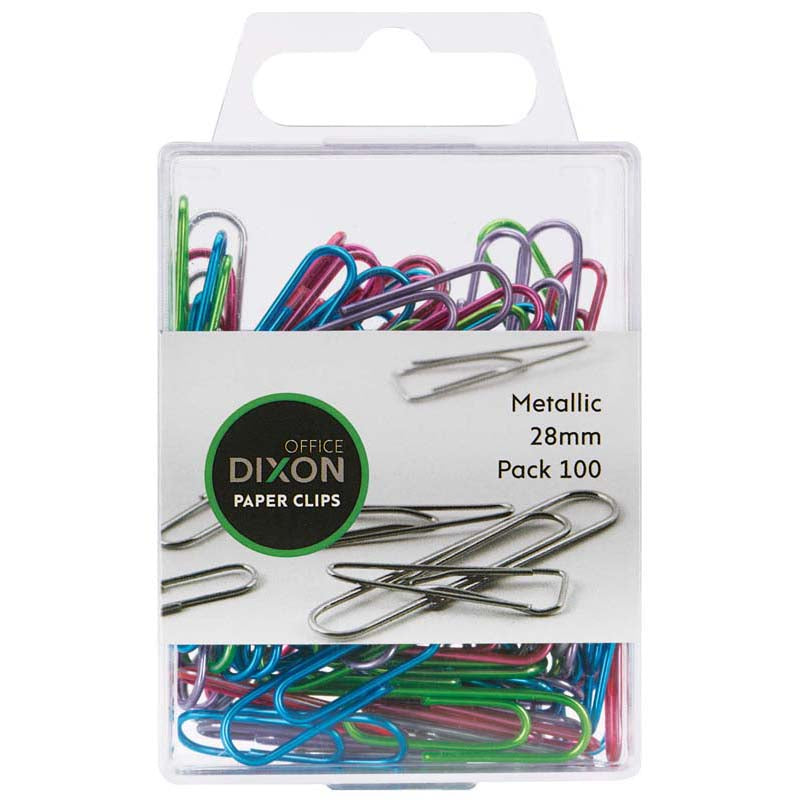 Dixon Paper Clips 28mm Metallic Coloured Pack 100 - Cafe Supply