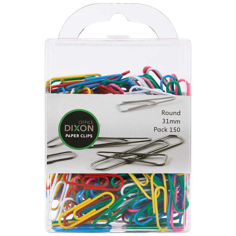 Dixon Paper Clips 31mm Round Coloured Pack 150 - Cafe Supply