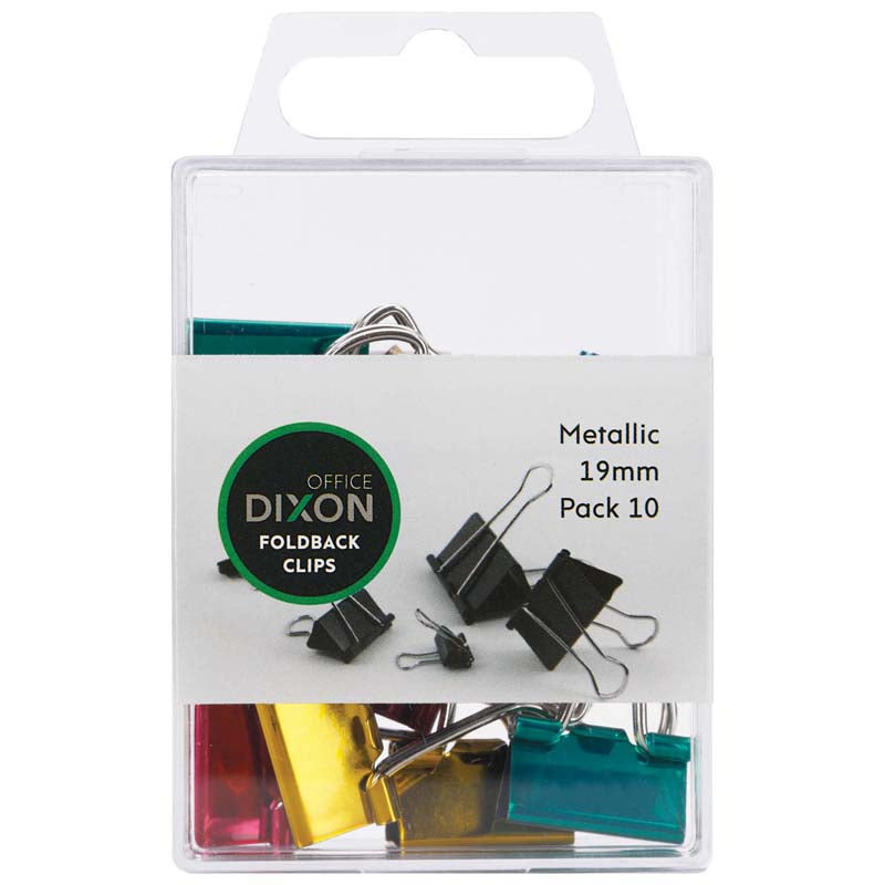 Dixon Foldback Clips Metallic 19mm Pack 10 - Cafe Supply