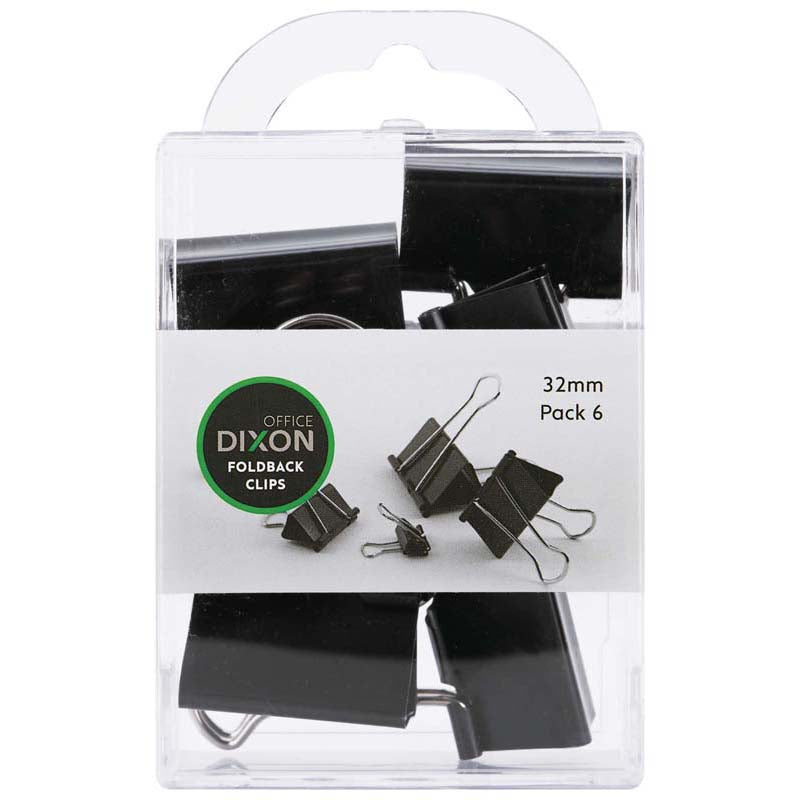 Dixon Foldback Clips 32mm Pack 6 - Cafe Supply