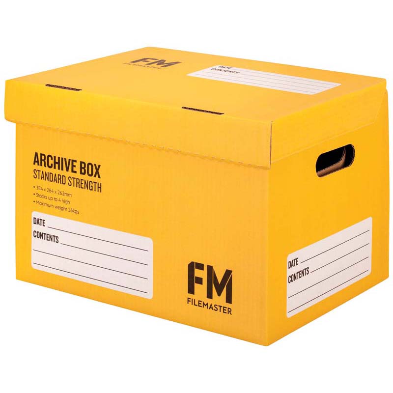 FM Box Archive Yellow Standard Strength 384x284x262mm Inside Measure - Cafe Supply