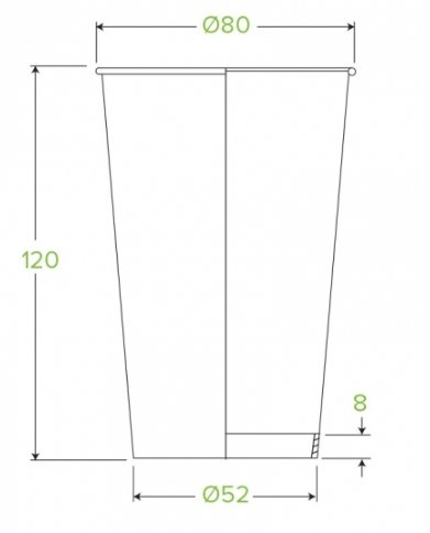 350ML / 12OZ (80MM) KRAFT GREEN LINE SINGLEWALL BIOCUP - Cafe Supply