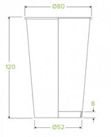 350ML / 12OZ (80MM) KRAFT GREEN LINE SINGLEWALL BIOCUP - Cafe Supply