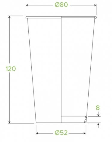 350ML / 12OZ (80MM) WHITE GREEN LINE SINGLE WALLBIOCUP - Cafe Supply