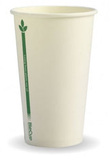 350ML / 12OZ (80MM) WHITE GREEN LINE SINGLE WALLBIOCUP - Cafe Supply