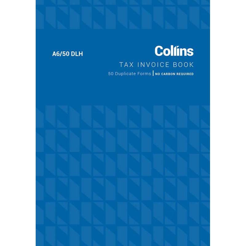 Collins Tax Invoice A6/50DLH Duplicate No Carbon Required - Cafe Supply