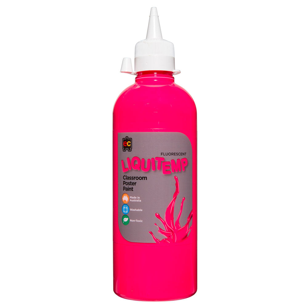 Fluoro Liquitemp Poster Paint 500ml Pink - Cafe Supply