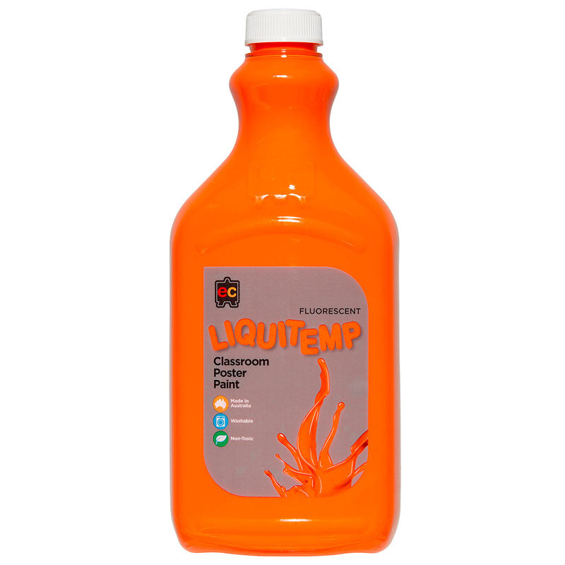 Liquitemp Fluorescent Poster Paint 2L Orange - Cafe Supply