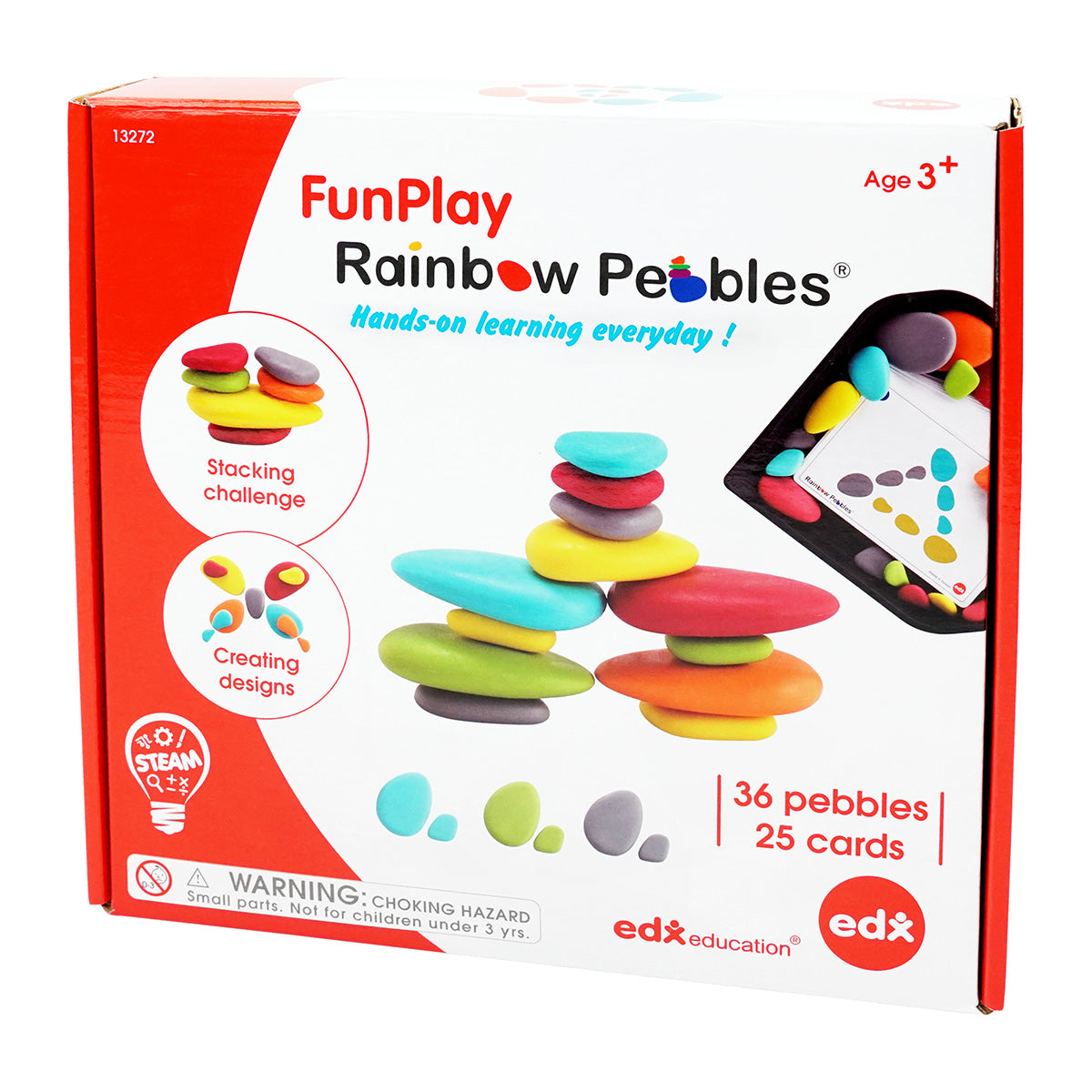 EDX FunPlay Rainbow Pebbles 36 Piece Set - Cafe Supply