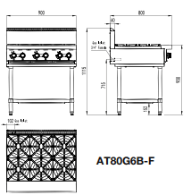 6 BURNER COOK TOP LPG AT80G6B-F-LPG - Cafe Supply