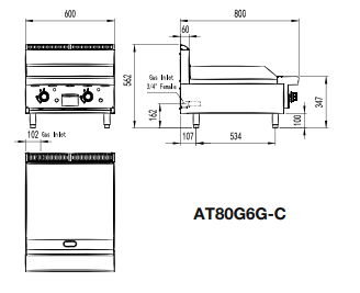 600 MM HOTPLATE LPG AT80G6G-C-LPG - Cafe Supply