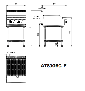 600 MM RADIANT CHAR GRILLS NG AT80G6C-F-NG - Cafe Supply