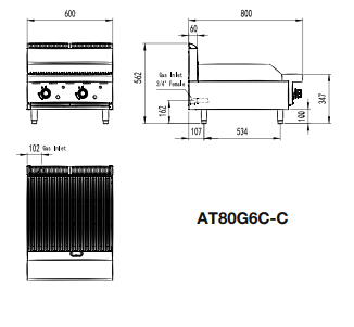 600MM CHAR GRILL LPG AT80G6C-C-LPG - Cafe Supply