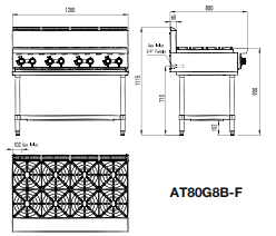 8 BURNER COOK TOP LPG AT80G8B-F-LPG - Cafe Supply