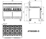 8 BURNERS WITH OVEN LPG AT80G8B-O-LPG - Cafe Supply