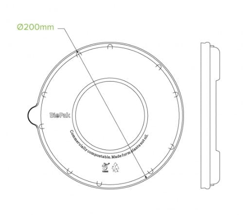 800-1,180ML / 24-40OZ BIOCANE BOWL PLA LIDS - Cafe Supply