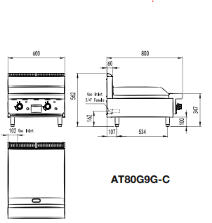 900 MM HOTPLATE LPG AT80G9G-C-LPG - Cafe Supply