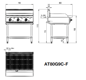 900 MM RADIANT CHAR GRILLS LPG AT80G9C-F-LPG - Cafe Supply