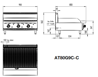 900MM CHAR GRILL LPG AT80G9C-C-LPG - Cafe Supply