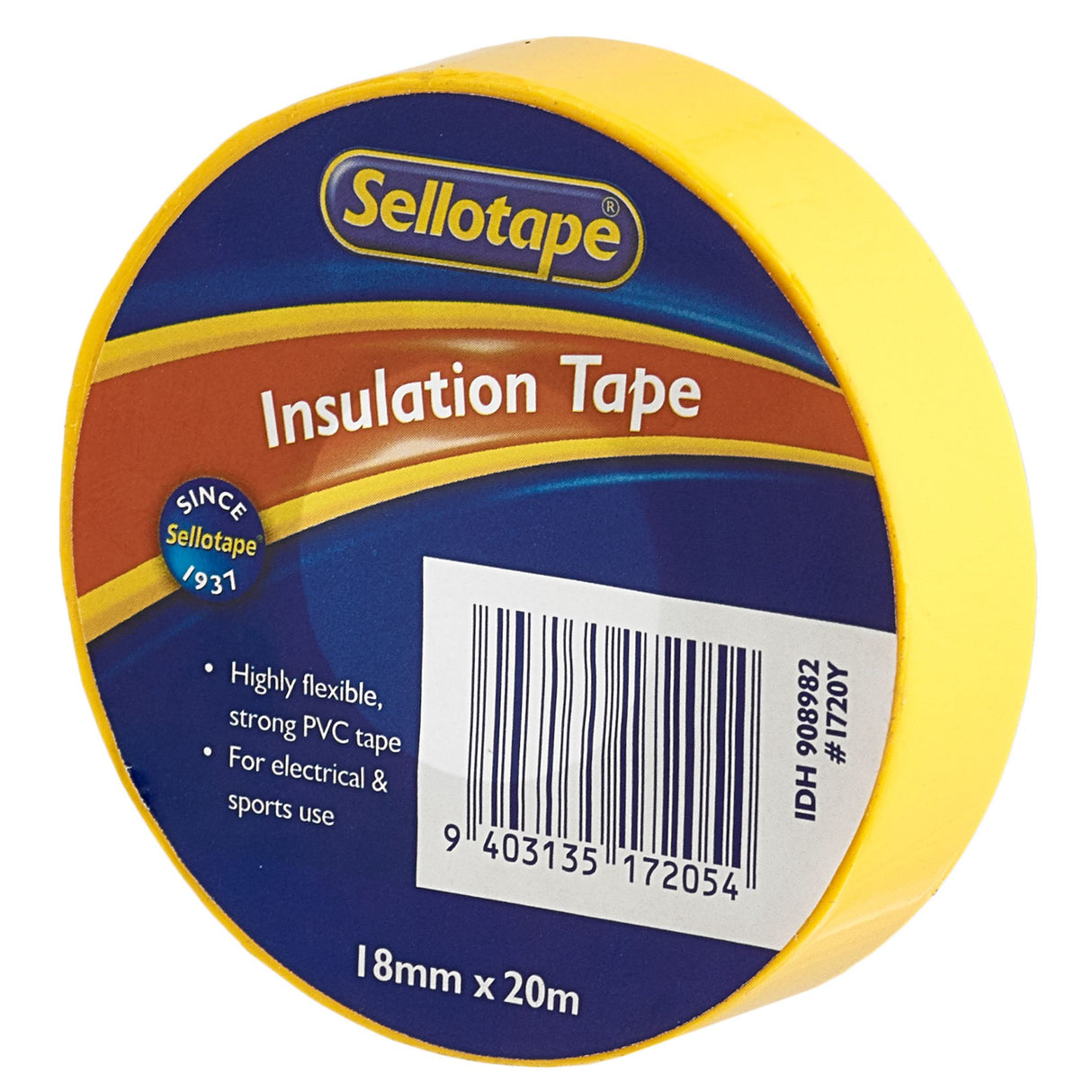 Sellotape 1720Y Insulation Yellow 18mmx20m - Cafe Supply