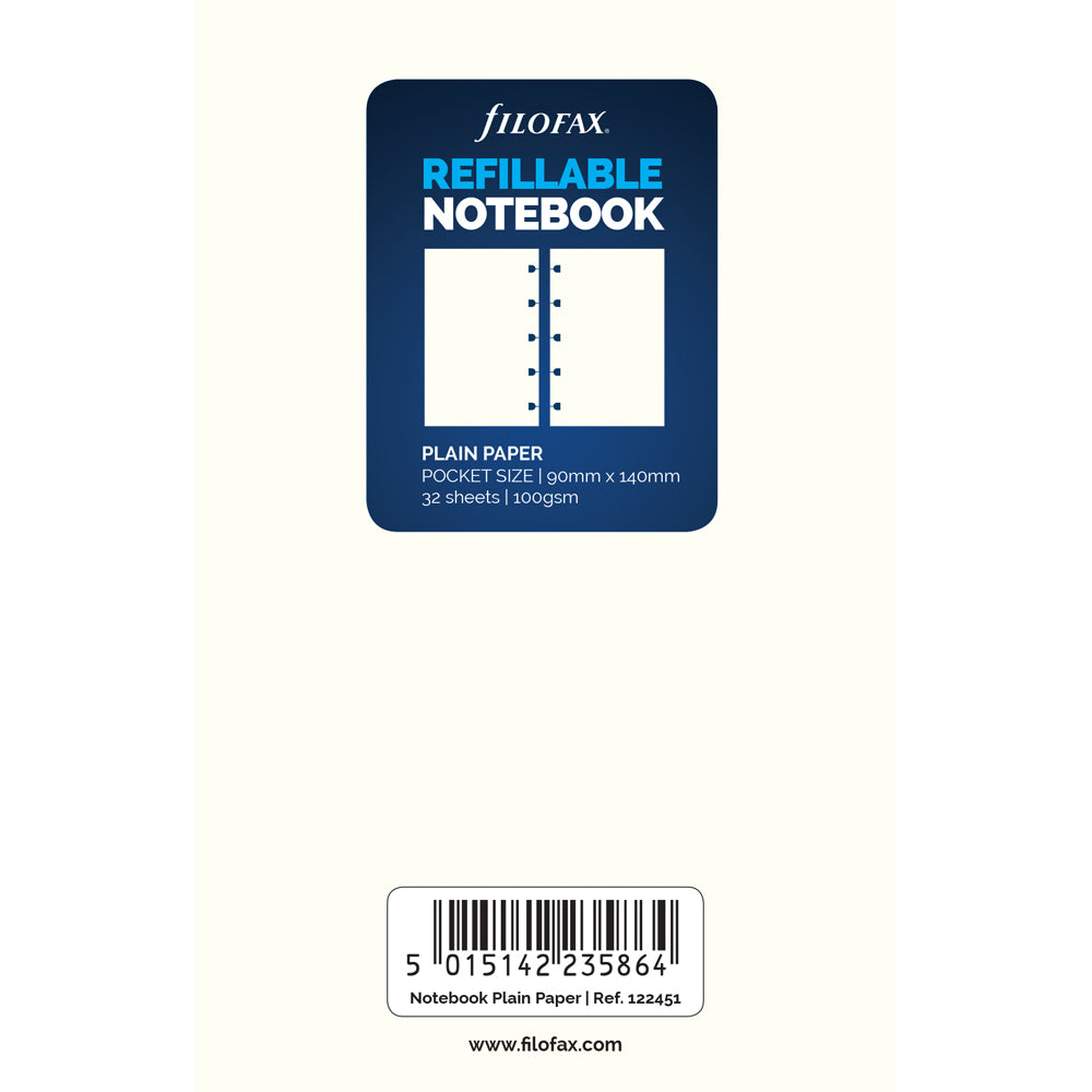 Filofax Notebook Pocket Notes Plain Refill - Cafe Supply