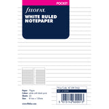 Filofax Pocket White Lined Notepaper Refill 25 Sheets - Cafe Supply