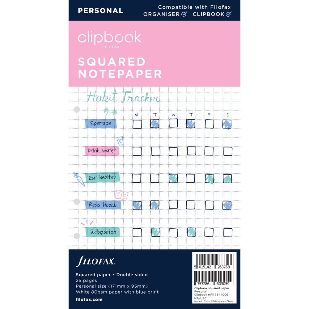 Filofax Clipbook Personal Square Notepad Refill - Cafe Supply