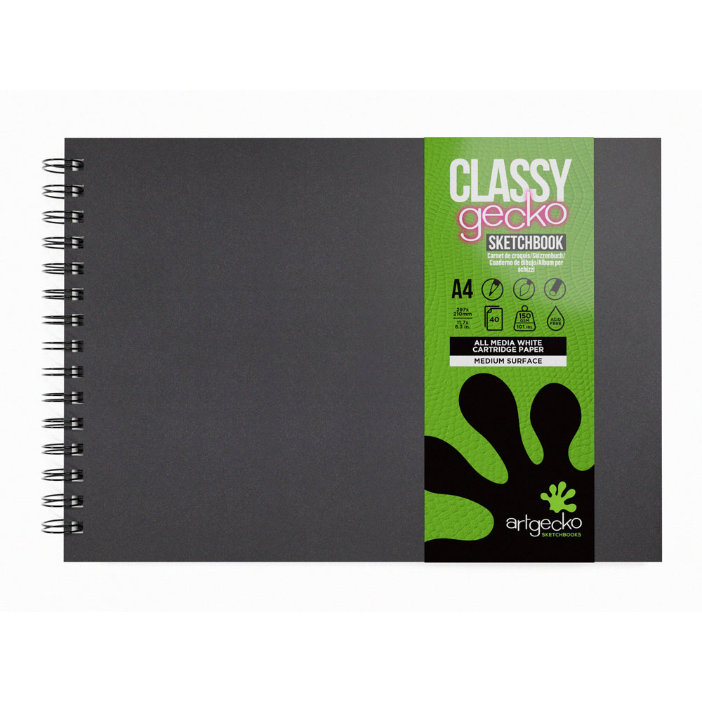 Artgecko Classy Sketchbook A4 Landscape 80 Pages 40 Sheets 150gsm White Paper - Cafe Supply