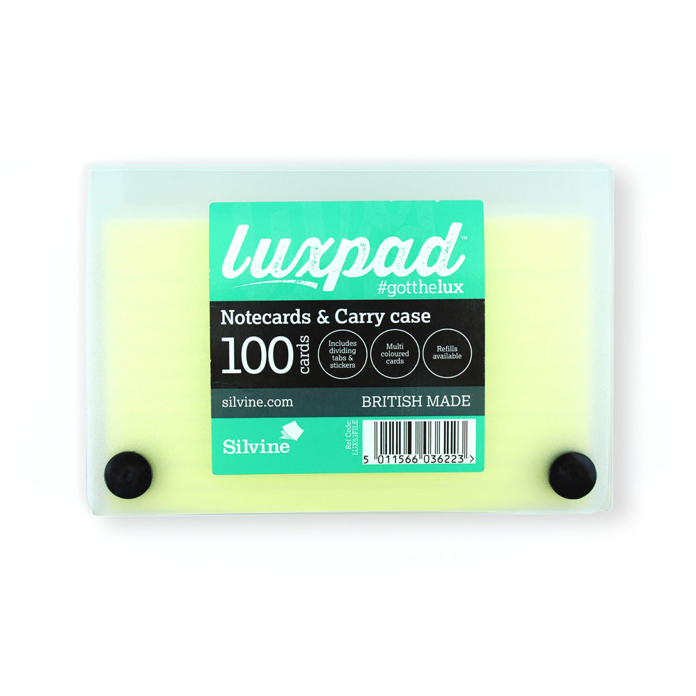 Luxpad Notecards and Carry Case 5x3 Ruled Assorted Colours - Cafe Supply