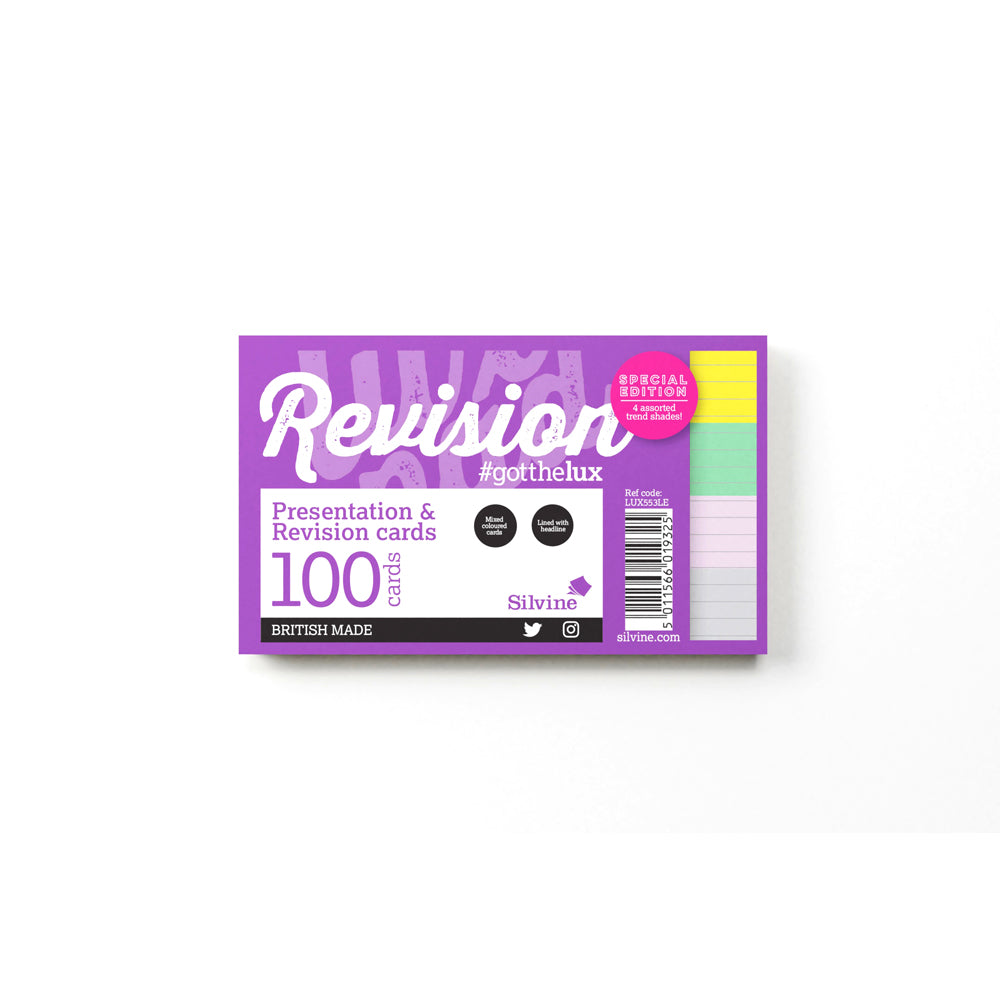 Luxpad Revision Presentation and Revision Cards 5x3 Ruled Fashion Colours - Cafe Supply