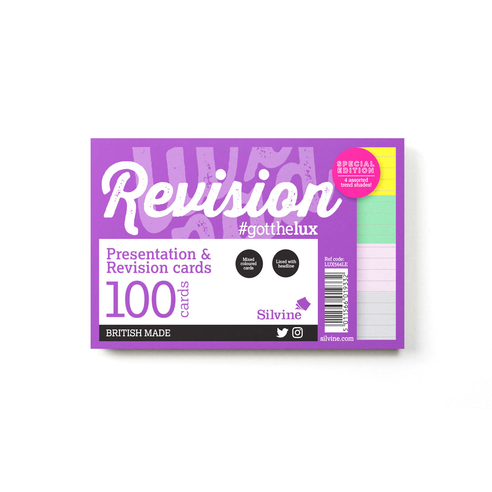 Luxpad Revision Presentation and Revision Cards 6x4 Ruled Fashion Colours - Cafe Supply