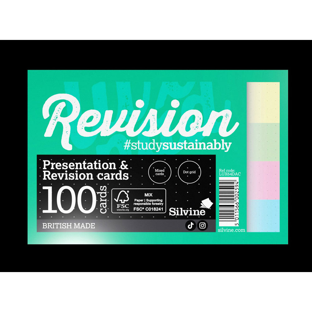 Luxpad Recycled Revision and Presentation Cards Dot Grid 6x4 100 Cards Assorted - Cafe Supply