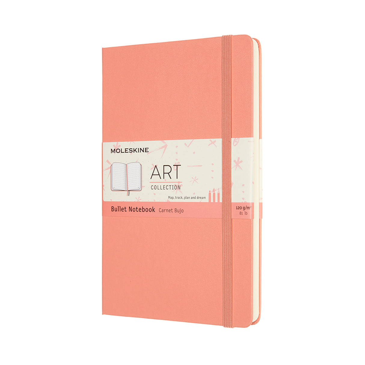 Moleskine Art Bullet Journal Coral Pink Large Hard Cover - Cafe Supply