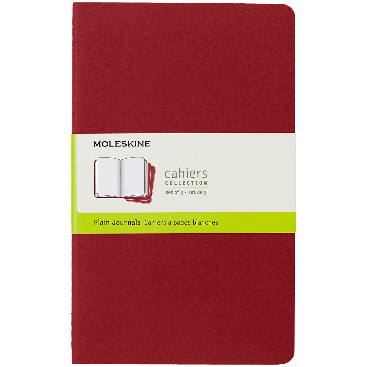 Moleskine Cahier Journals Large Cranberry Red Plain Pack 3 - Cafe Supply