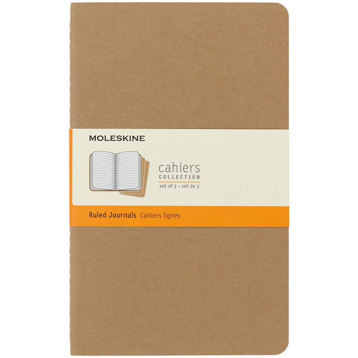 Moleskine Cahier Journals Large Kraft Brown Ruled Pack 3 - Cafe Supply