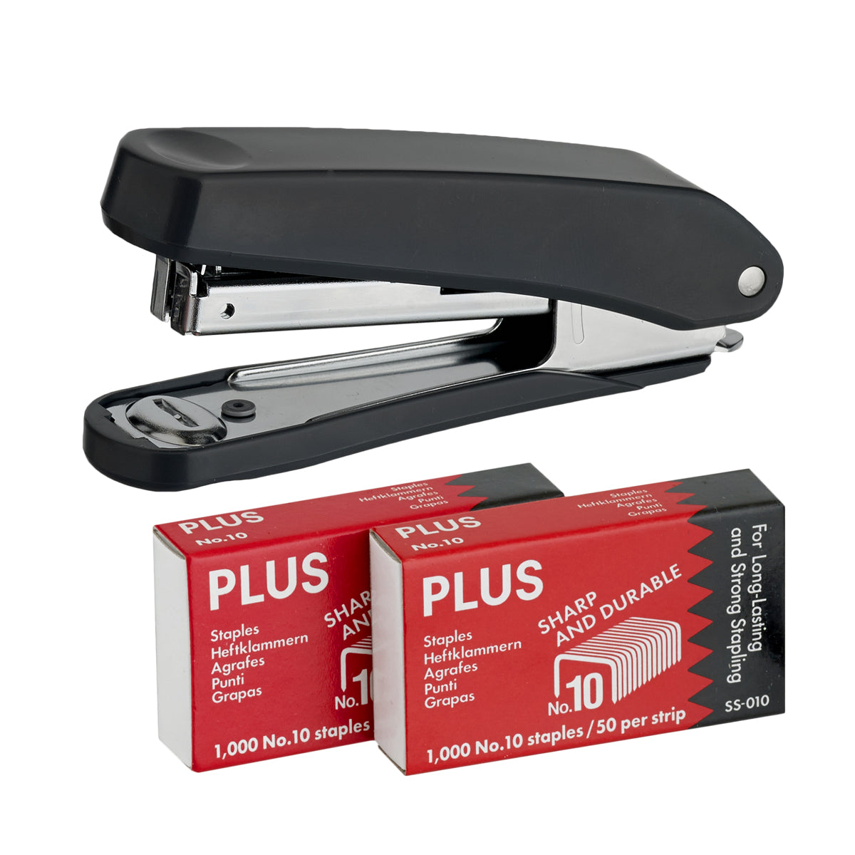 Plus Stapler + 2000 Staples PS10E Dark Grey - Cafe Supply