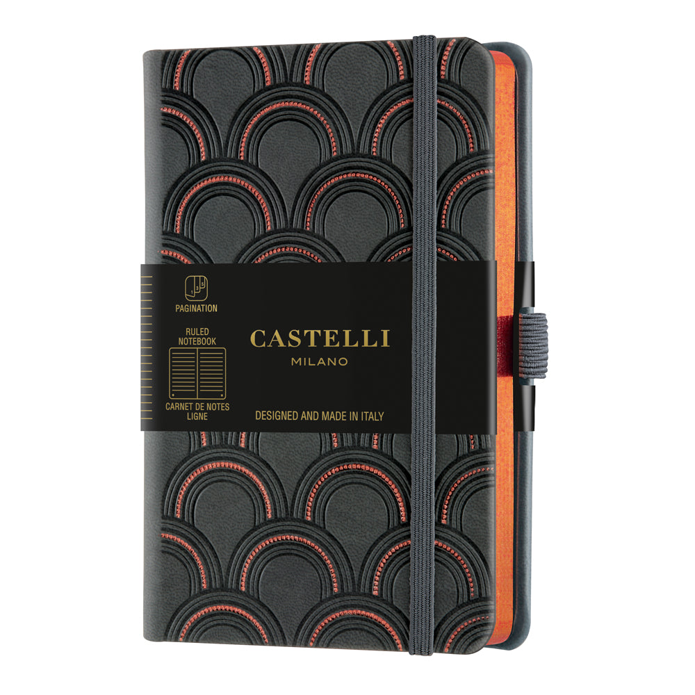 Castelli Notebook Copper and Gold Pocket Ruled Art Deco Copper - Cafe Supply