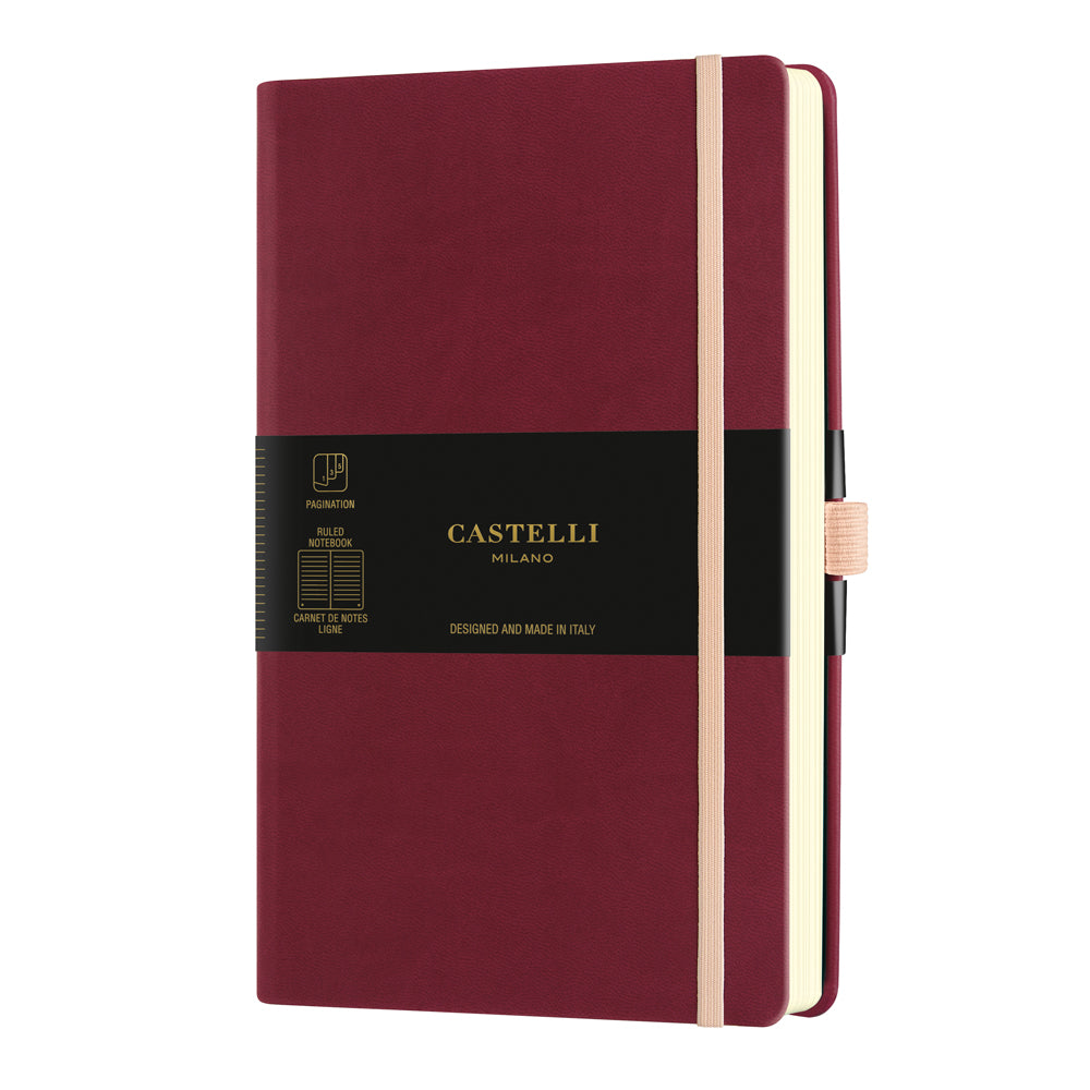 Castelli Notebook Aquarella A5 Ruled Black Cherry - Cafe Supply