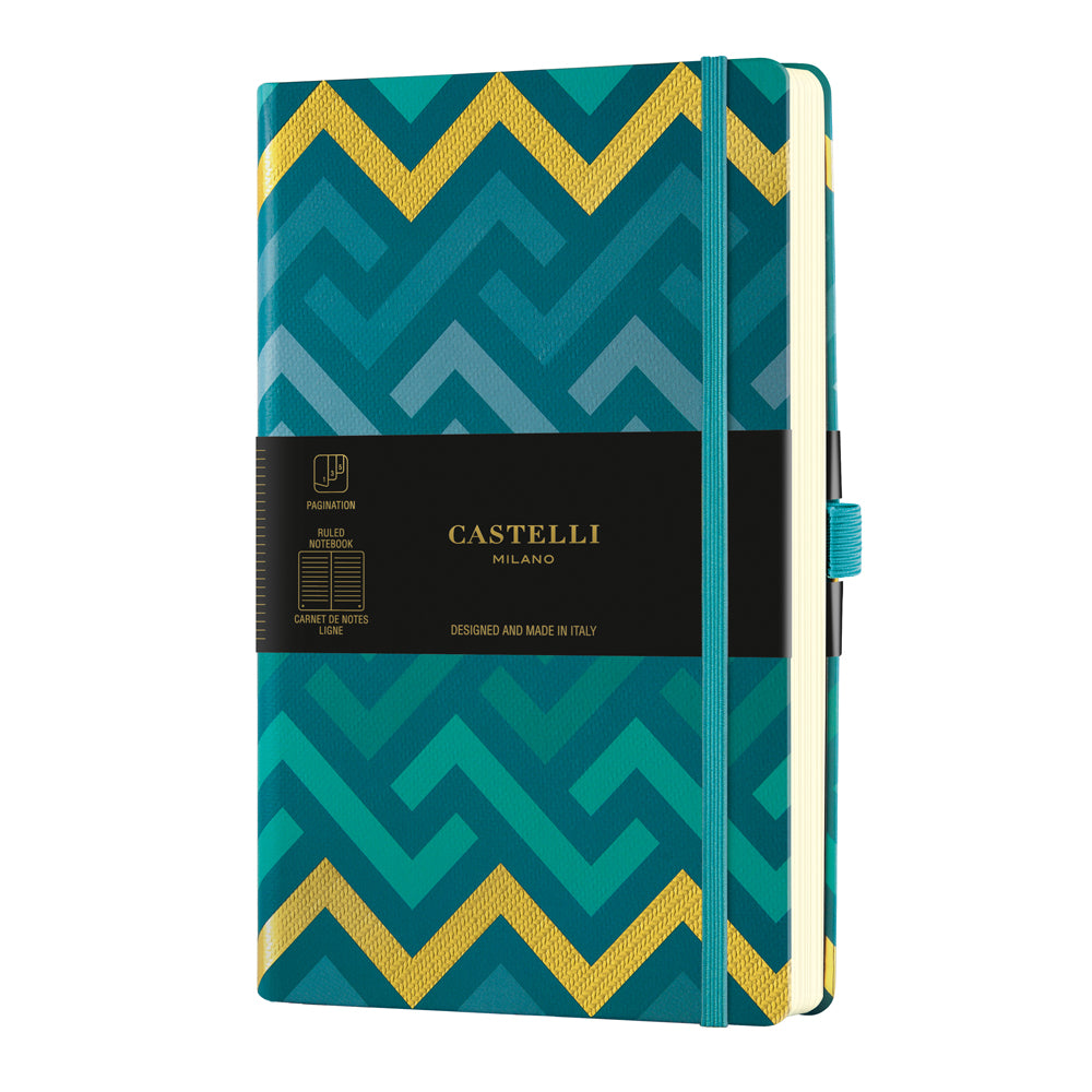 Castelli Notebook Oro A5 Ruled Labyrinths - Cafe Supply