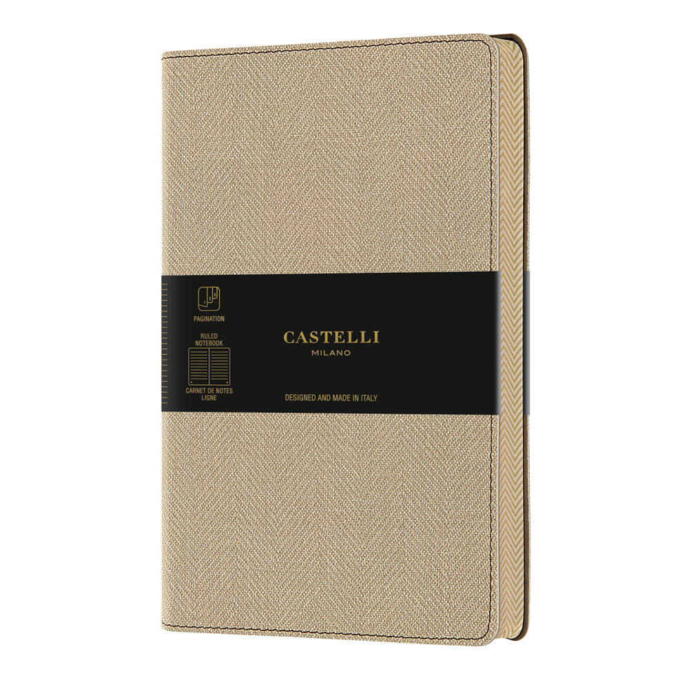 Castelli Notebook A5 Ruled Harris Desert Sand - Cafe Supply