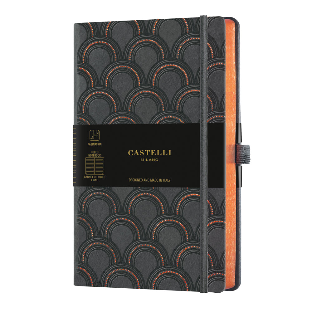 Castelli Notebook Copper and Gold A5 Ruled Art Deco Copper - Cafe Supply