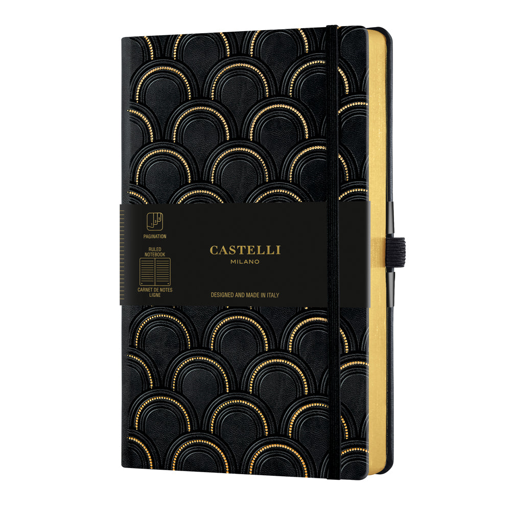 Castelli Notebook Copper and Gold A5 Ruled Deco Gold - Cafe Supply