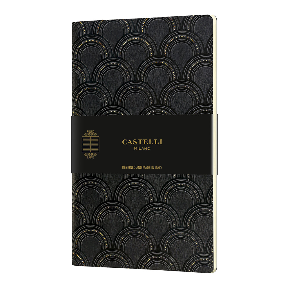 Castelli Quaderno Notebook A5 Soft Cover Art Deco Gold - Cafe Supply