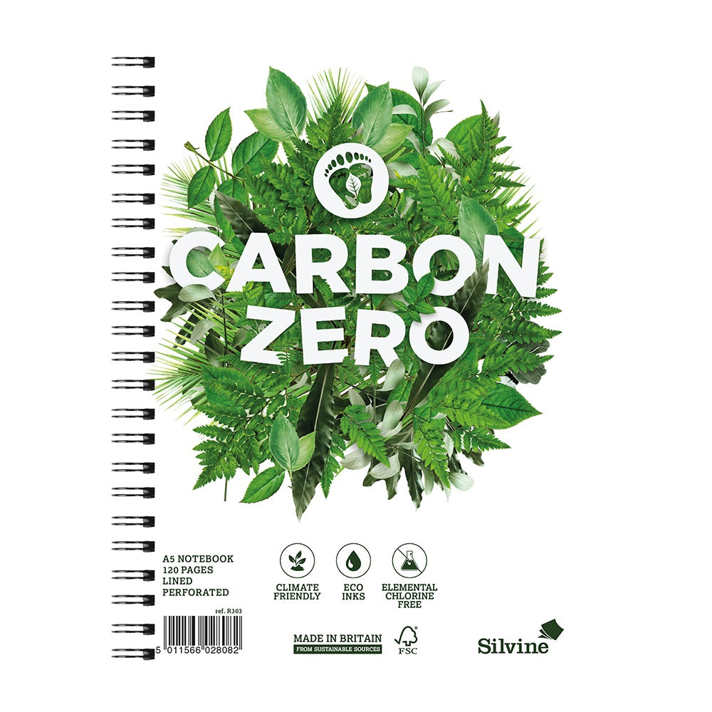 Silvine Carbon Zero Twin Wire Notebook A5+ 120 Pages Ruled - Cafe Supply