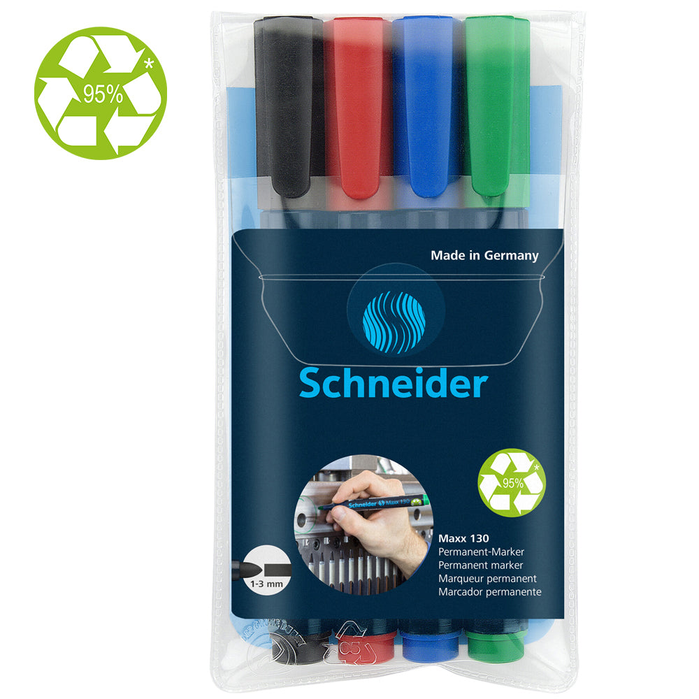 Schneider Permanent marker Maxx 130 assorted Wallet 4 pieces - Cafe Supply