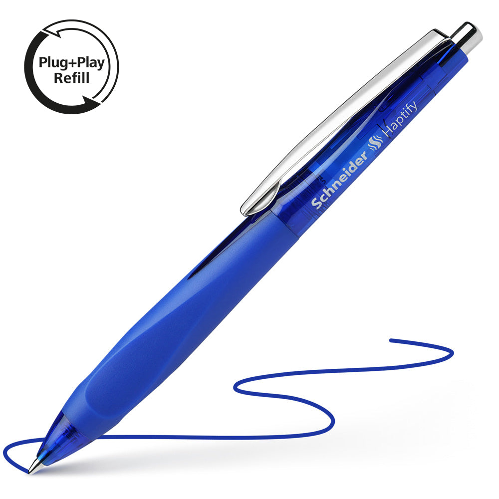 Schneider Ballpoint Pen Haptify Medium Blue Ink Blue Barrel - Cafe Supply