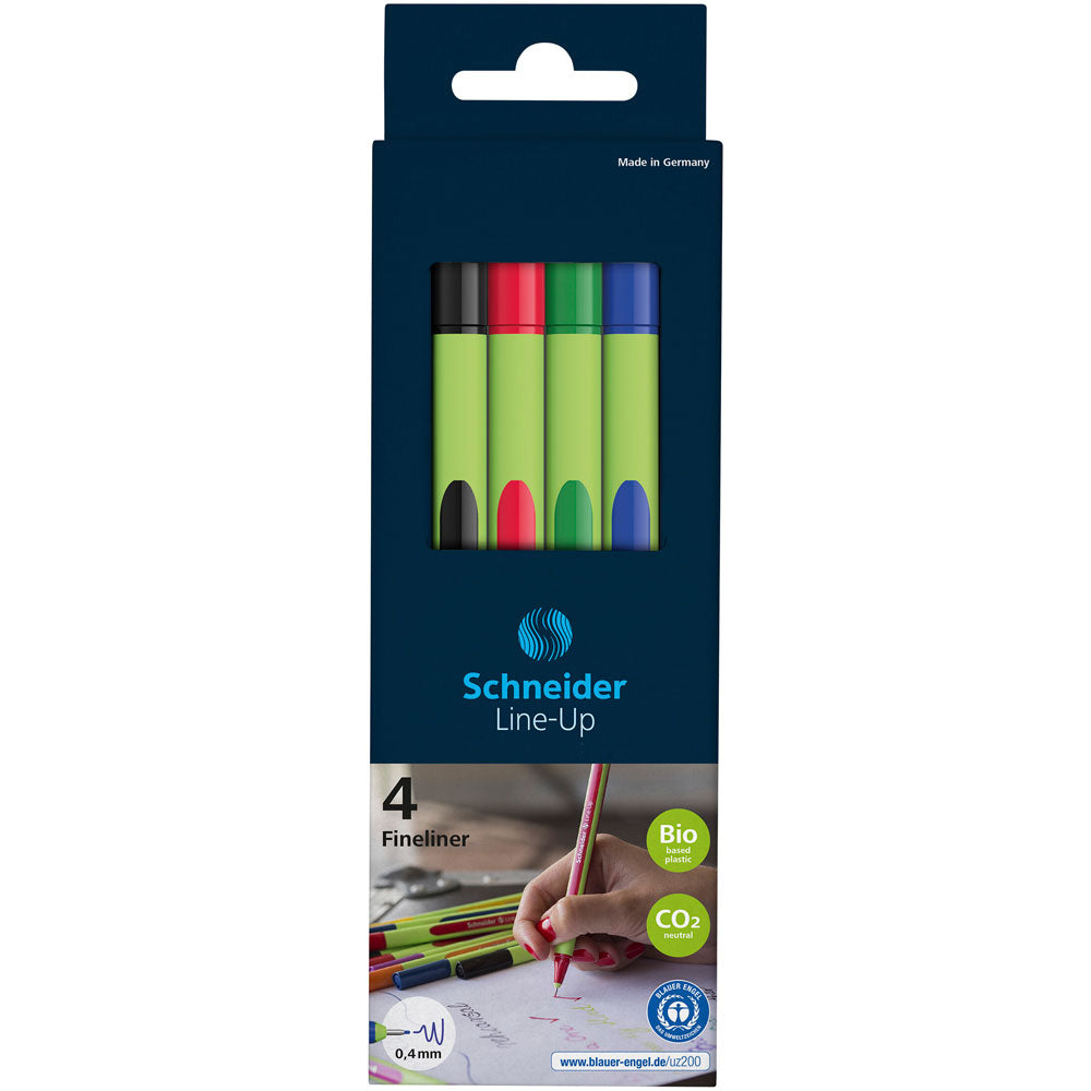 Schneider Fineliner Line-Up 0.4mm assorted pencil case stand 4 pieces - Cafe Supply