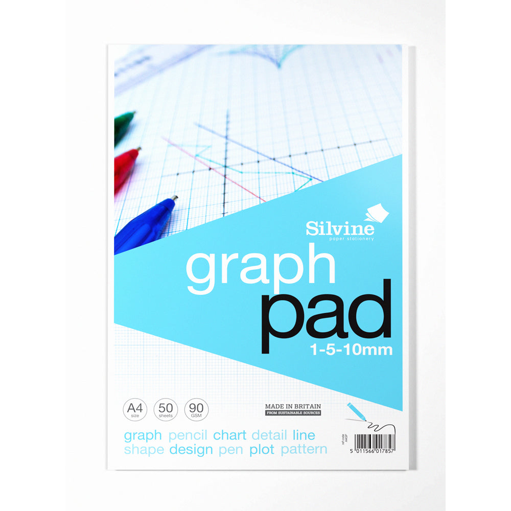 Silvine Graph Pad A4 1-5-10mm 90gsm 50 Sheets - Cafe Supply