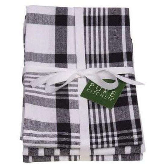 Dexam Jumbo Check Tea Towels Black Set 3 - Cafe Supply